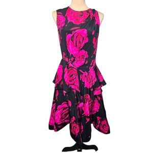 BENSONI Silk Black and Pink Floral Dress Like new 💞💞💞